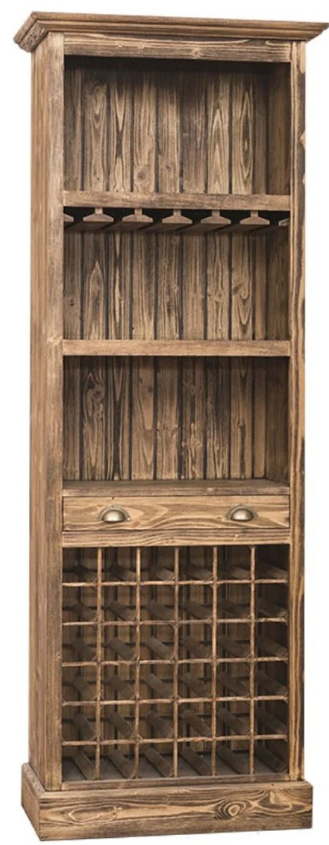 Casa Padrino gabinete de bar de estilo campestre marr¨®n 78 x 41 x H. 210 cm - Gabinete de Vino de Madera Maciza - Muebles de Bar en Estilo Campestre