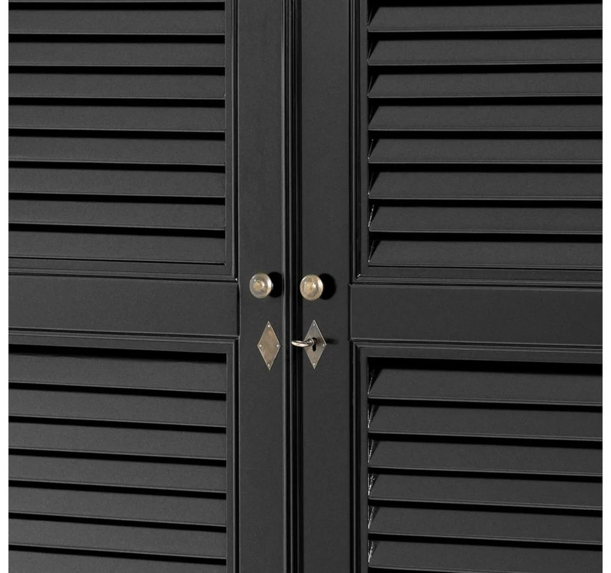 Casa Padrino armario de dormitorio de lujo con 2 puertas y 2 cajones negro 135 x 58 x H. 227 cm - Muebles de Dormitorio de Lujo