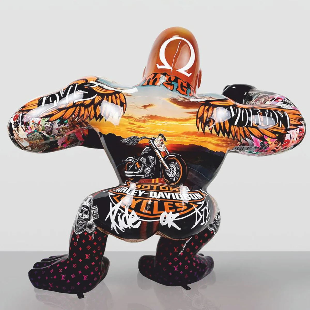 Casa Padrino escultura decorativa XXL mono gorila colorido A. 180 cm - Figura de Jard¨ªn XXL