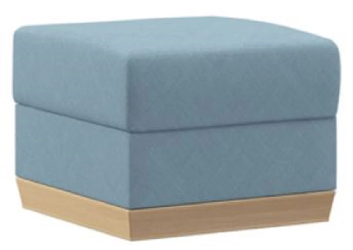 Casa Padrino taburete azul claro / natural 60 x 60 x A. 46 cm - Taburete de sal¨®n moderno - Otomana - Muebles de sal¨®n