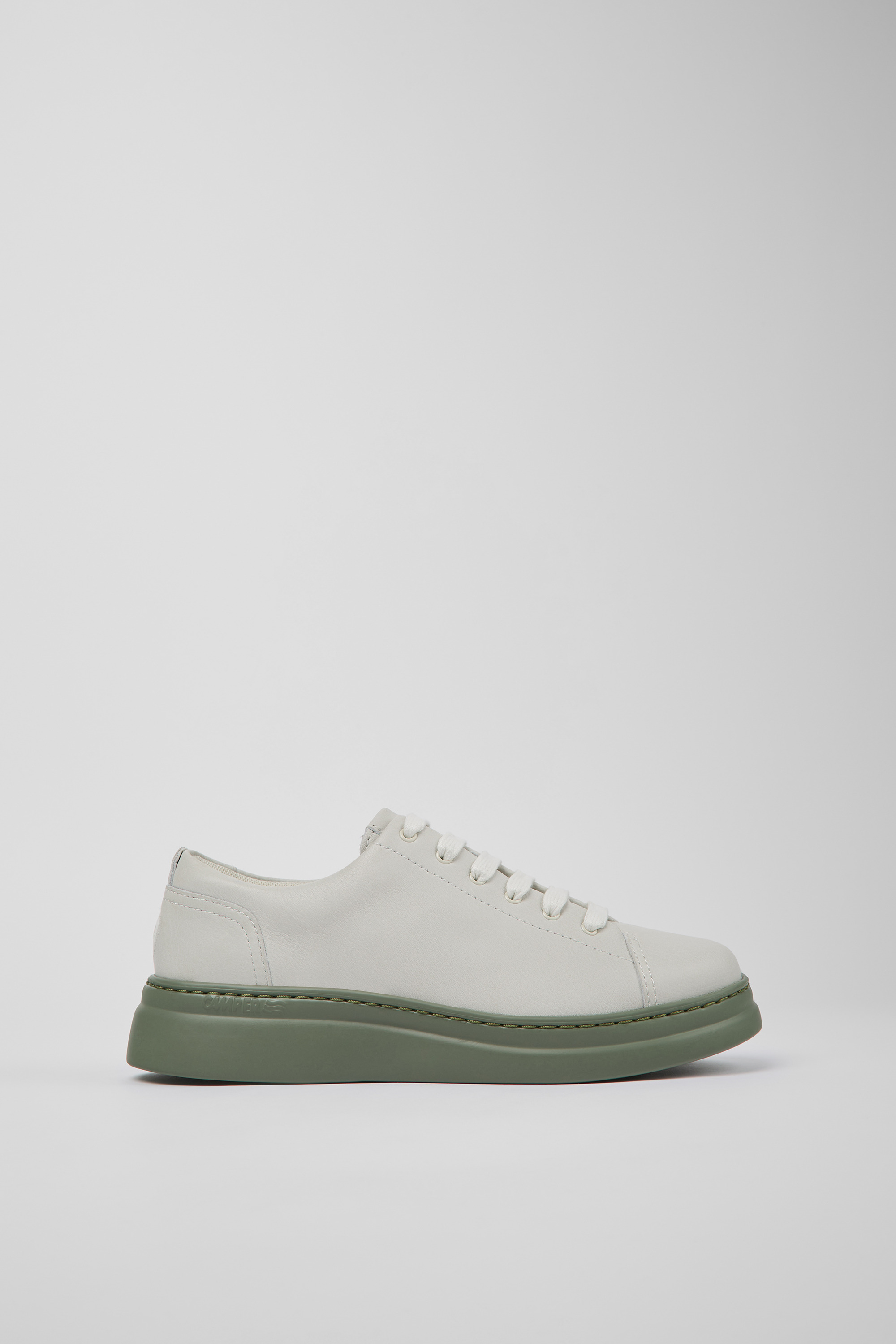 Runner Up - White non-dyed leather sneakers for women
