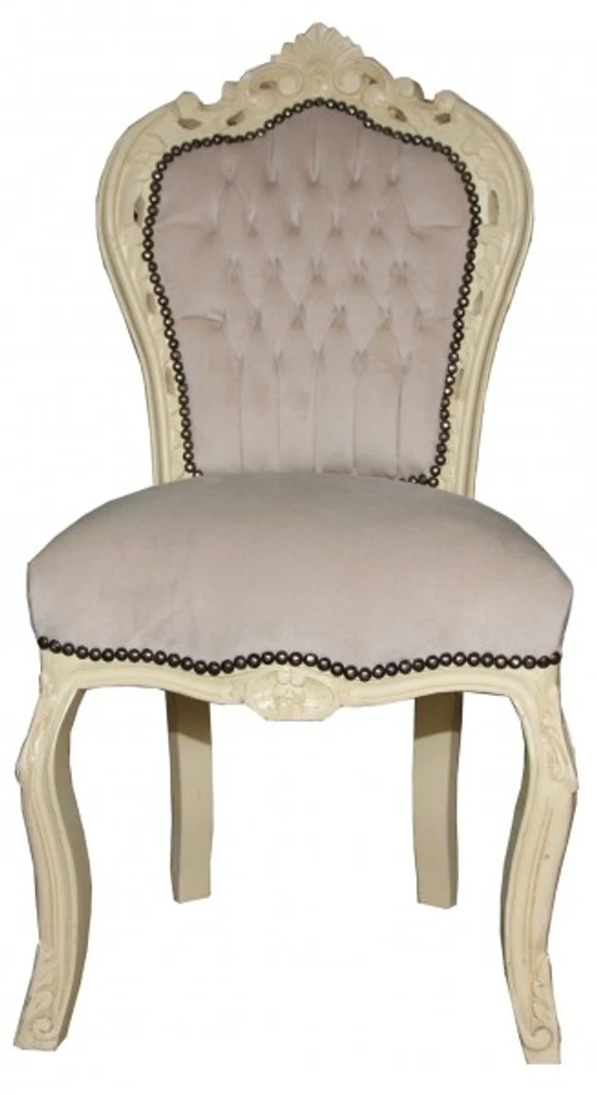 Casa Padrino barroco Silla Cena Crema / crema de mirada antigua - Muebles de estilo antiguo