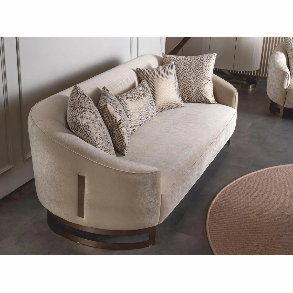 Casa Padrino sof¨¢ de lujo gris / bronce 250 cm - Muebles para hoteles y salones