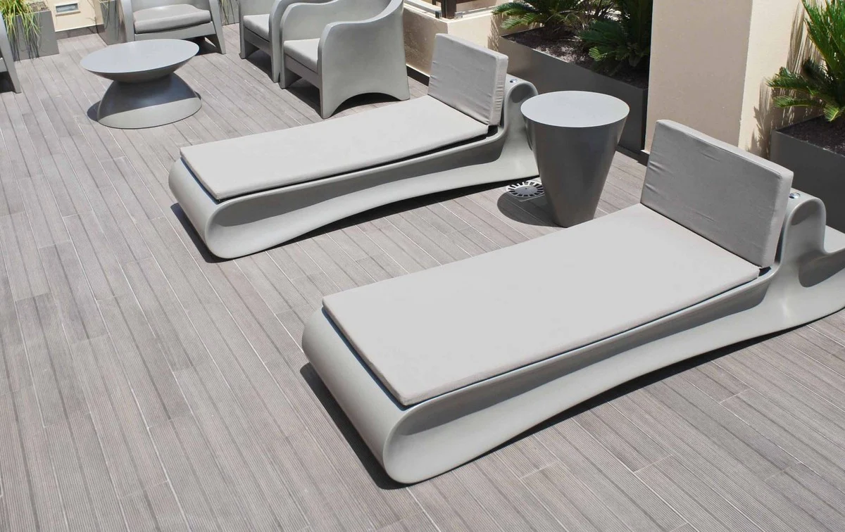 Casa Padrino mesa de jardín de lujo gris mate Ø 51 x A. 60 cm - Mesa auxiliar redonda resistente a la intemperie - Muebles Mesa de Jardín de Terraza - Colección de Lujo