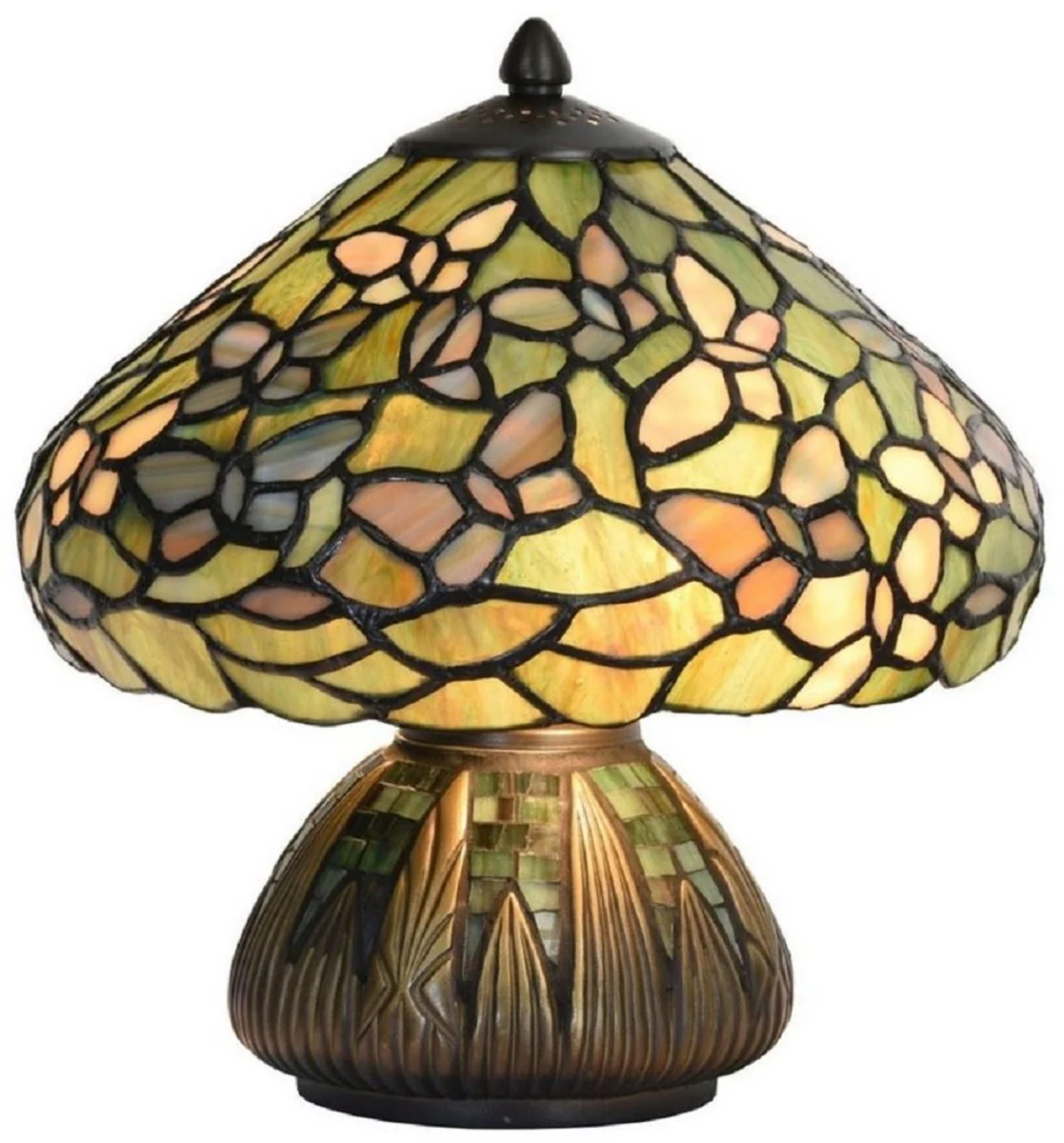 Casa Padrino lámpara de mesa Tiffany de lujo multicolor Ø 25 x A. 23,5 cm - Lámpara de escritorio - Lámpara de decoración de salón - Lámparas Tiffany