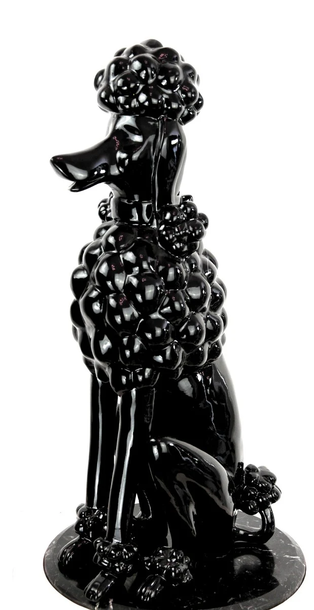 Casa Padrino figura decorativa perro caniche negro A. 63 cm - Escultura decorativa resistente a la intemperie - Decoración salón - Decoración jardín - Decoración terraza