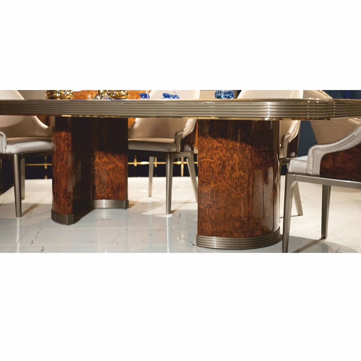 Casa Padrino mesa de comedor de lujo marr¨®n / oro / gris 240 cm - Muebles de comedor