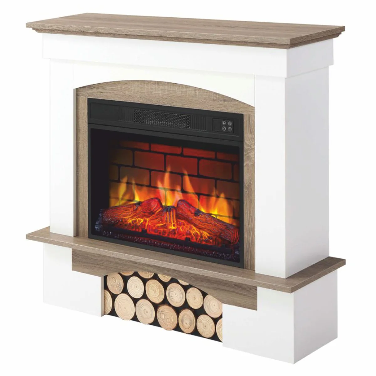 Casa Padrino chimenea el¨¦ctrica LED de estilo campestre blanco / marr¨®n 98,5 x 30 x Al. 90 cm