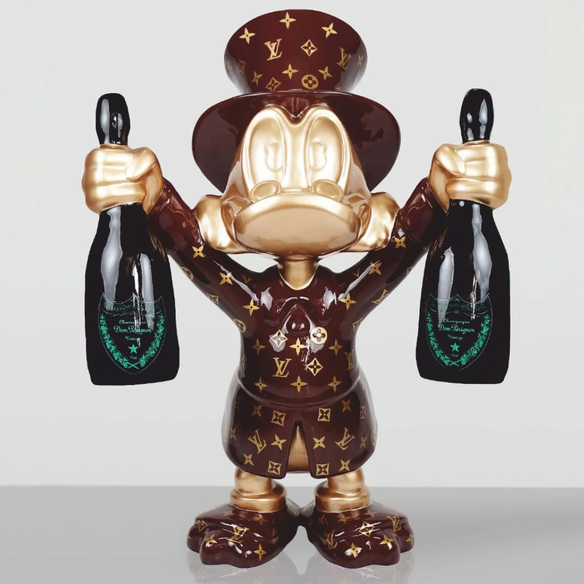 Casa Padrino escultura decorativa XXL pato marr¨®n / oro / negro A. 120 cm - Figura decorativa grande