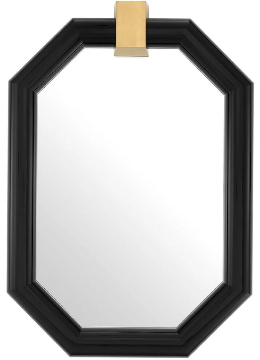 Casa Padrino espejo de pared de lujo negro / lat¨®n 105 x 15 x A. 151 cm - Espejo octogonal de caoba - Calidad de Lujo