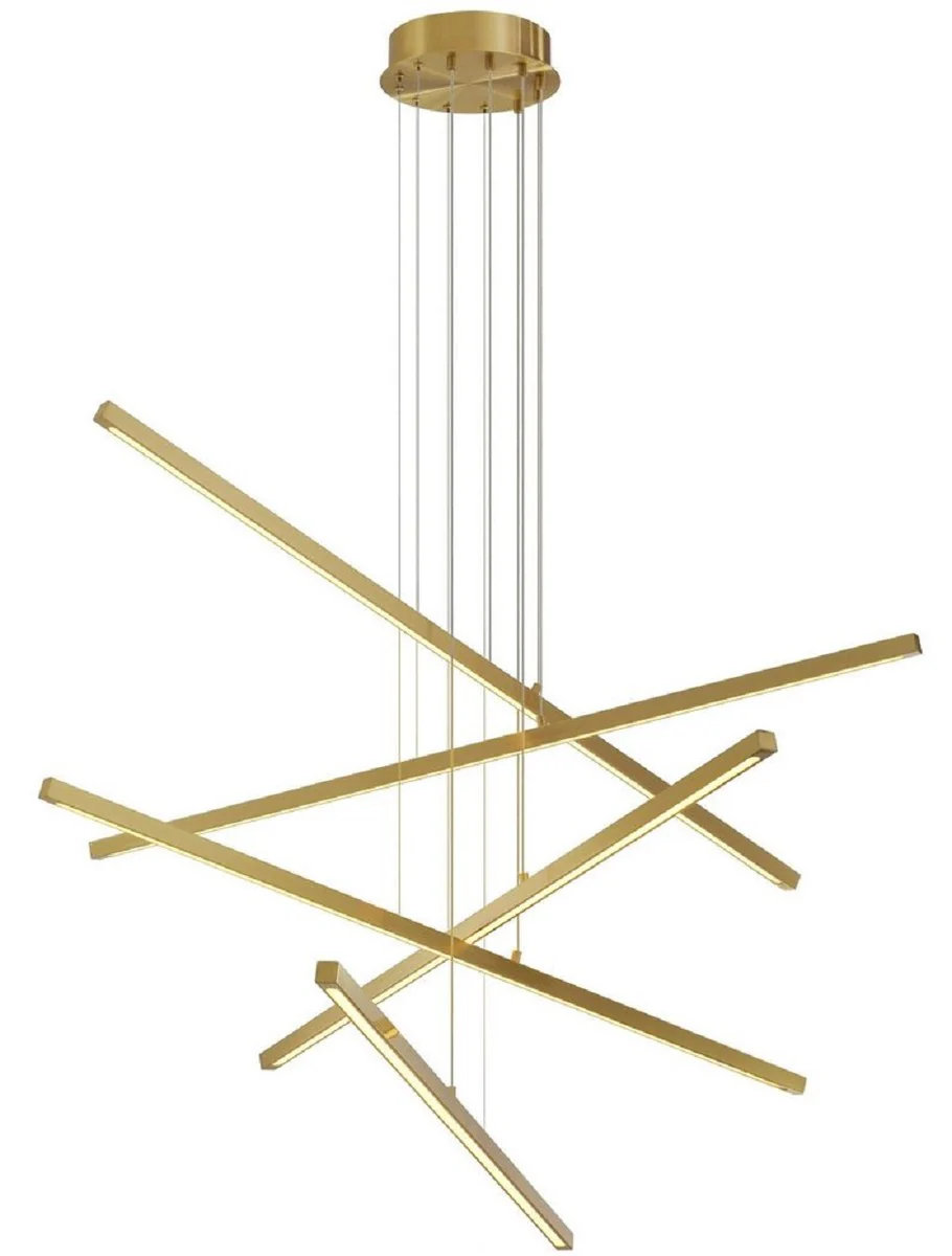 Casa Padrino araña de luces LED de lujo latón antiguo 120 x 120 x A. 260 cm - Araña de Luces Moderna Regulable en Altura y Regulable