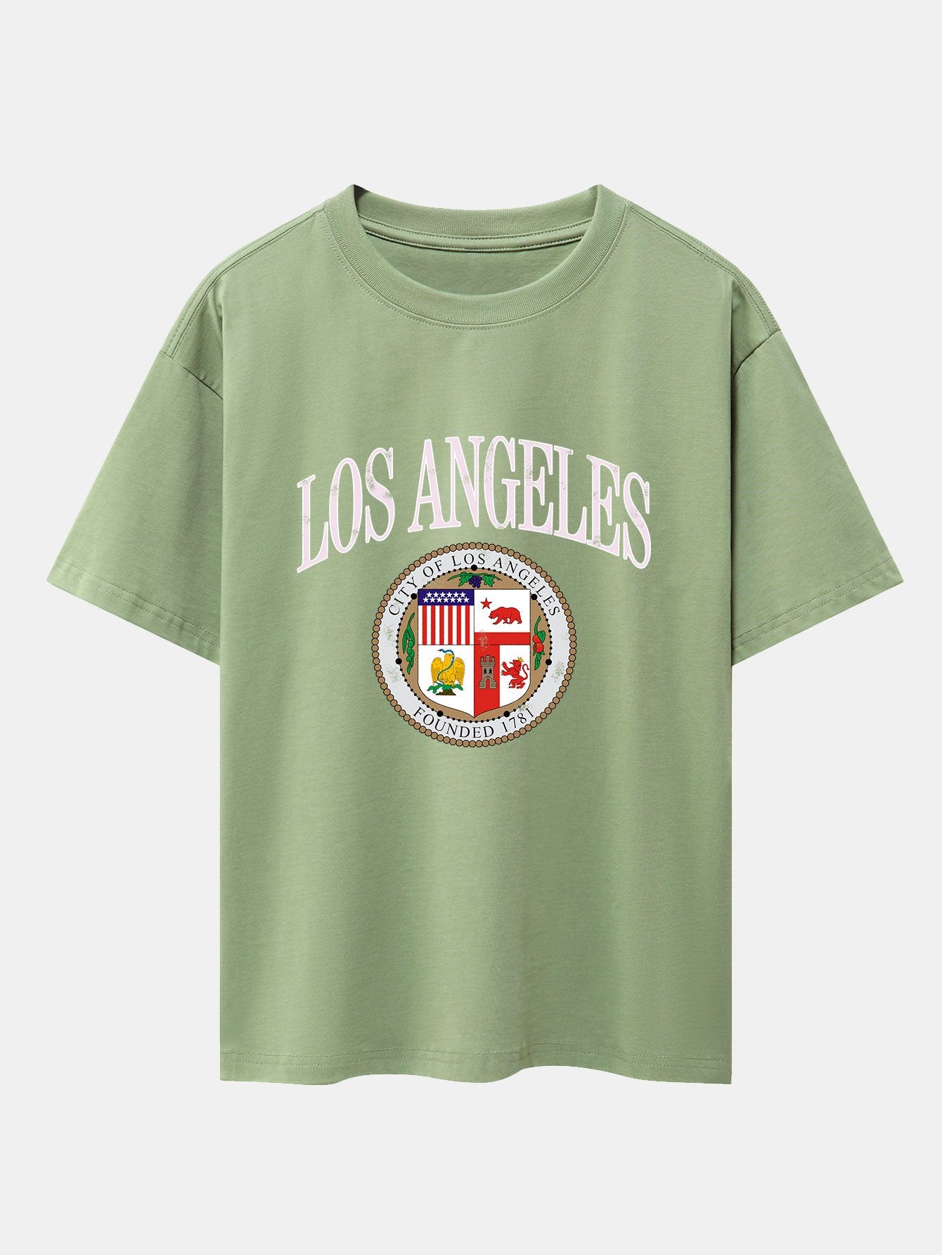 Los Angeles Coat Of Arms Print Drop Shoulder Oversize T-Shirt