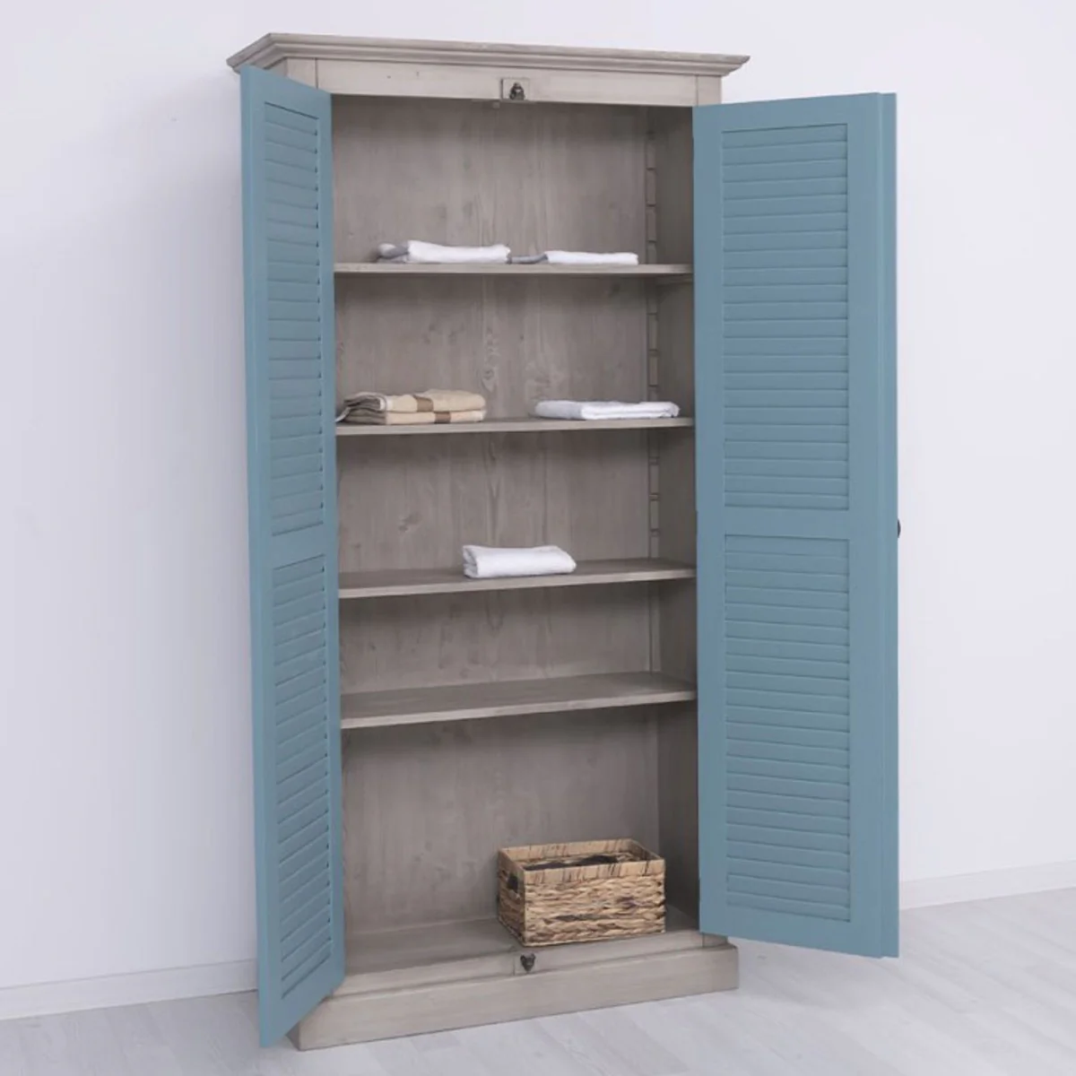 Casa Padrino armario de dormitorio de estilo campestre gris / azul 109 cm - Muebles de dormitorio