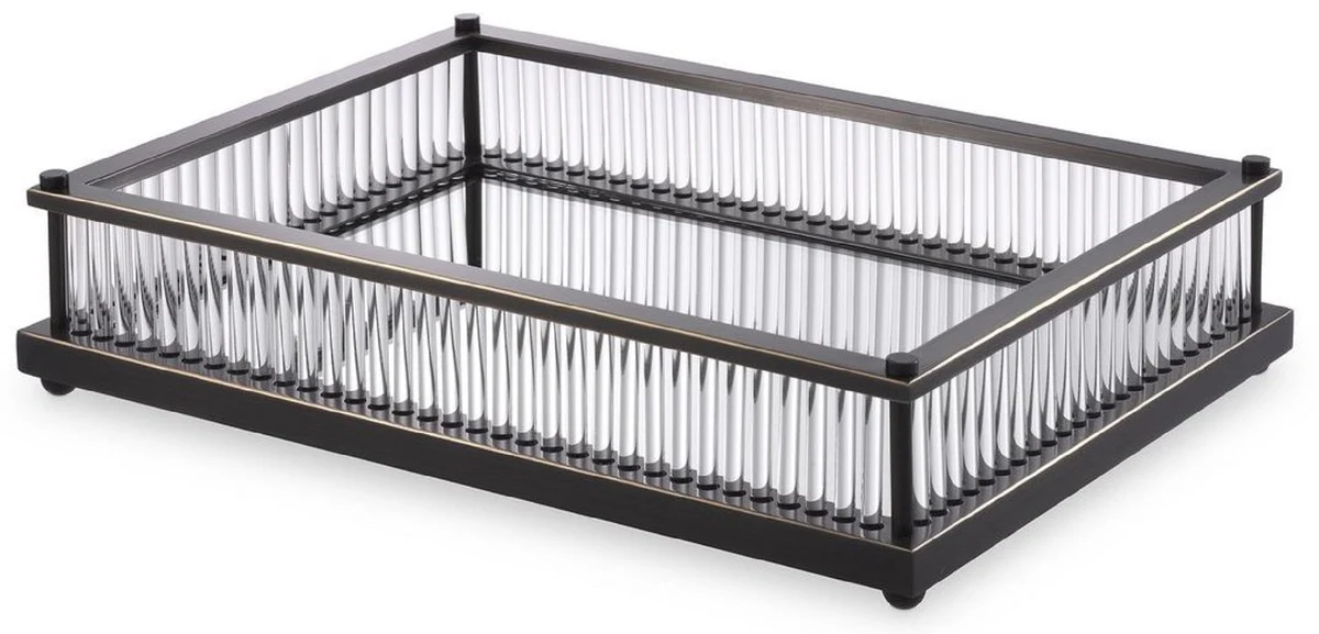 Casa Padrino bandeja de servicio de lujo bronce 39,5 x 28,5 x A. 9 cm - Bandeja de acero inoxidable con espejo - Accesorios de gastronomía de lujo