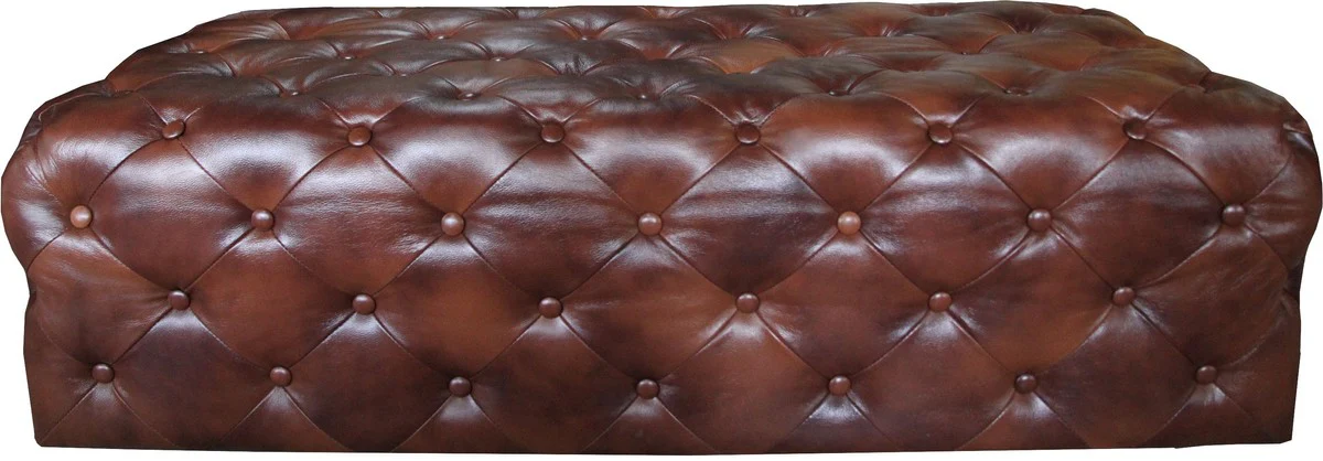 Casa Padrino Luxury Chesterfield Pie de cuero genuino Marr¨®n oscuro 140 x 60 x H. 42 cm - Luxury Furniture
