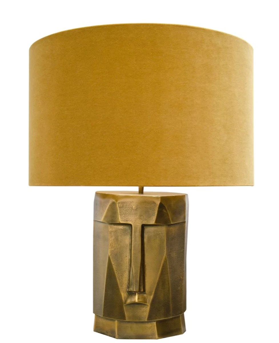 Casa Padrino l¨¢mpara de mesa de lujo en lat¨®n antiguo con pantalla de color ocre 60.5 x H. 75 cm - L¨¢mparas de Restaurante del Hotel