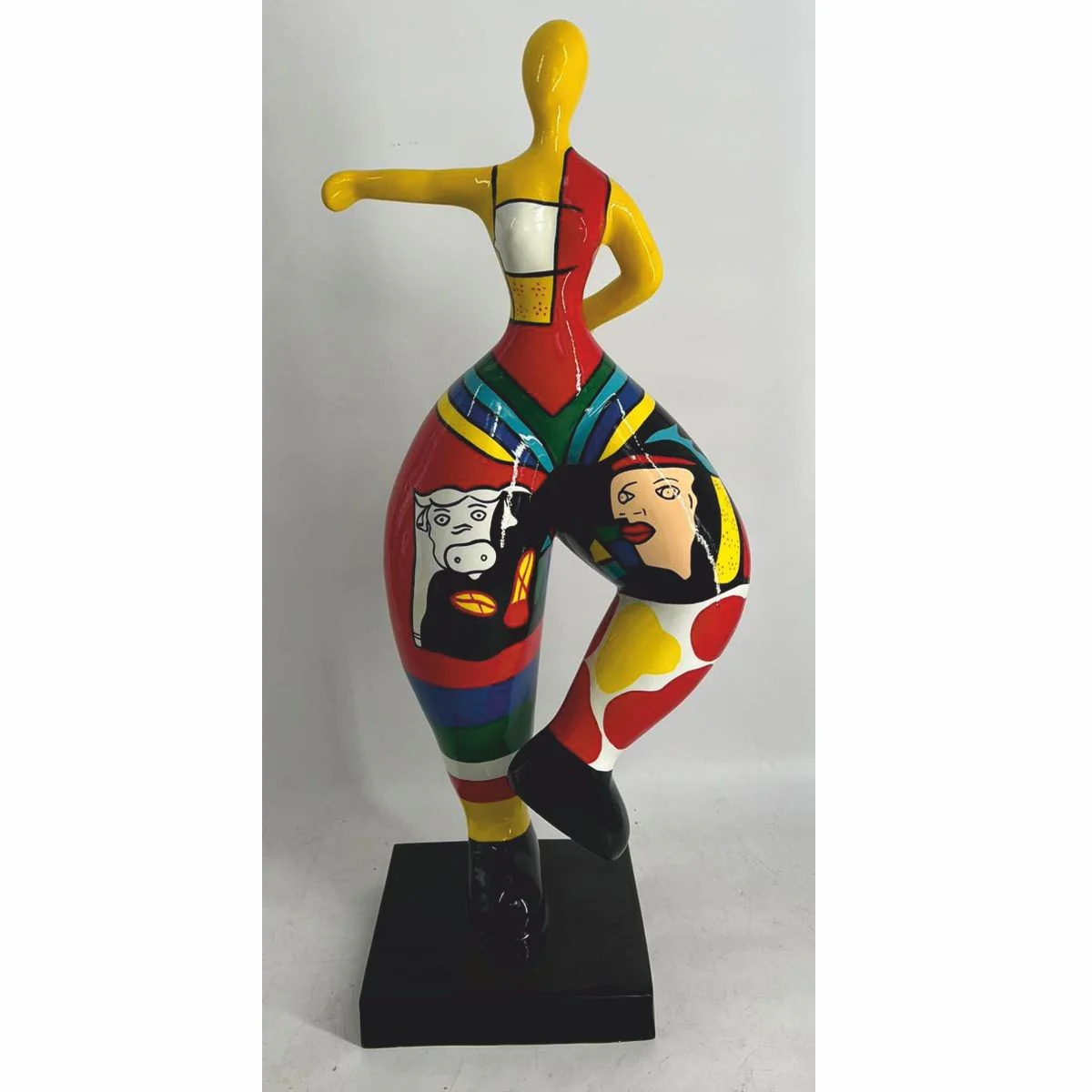Casa Padrino escultura decorativa mujer haciendo deporte colorido A. 85 cm - Figura de jard¨ªn
