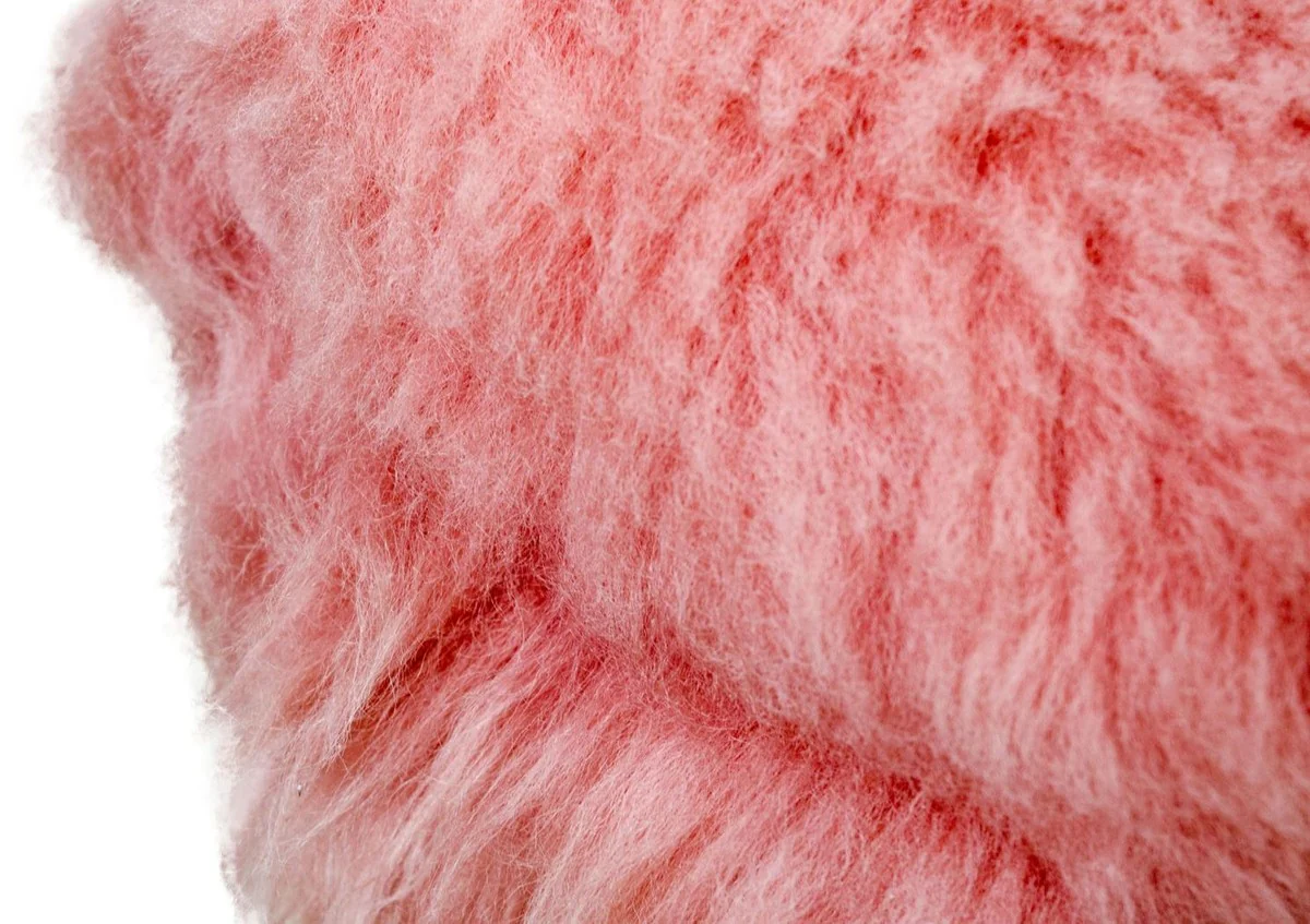 Casa Padrino Luxury Stool Pink / Black ? 40 x H. 57 cm - Stool with Sheepskin