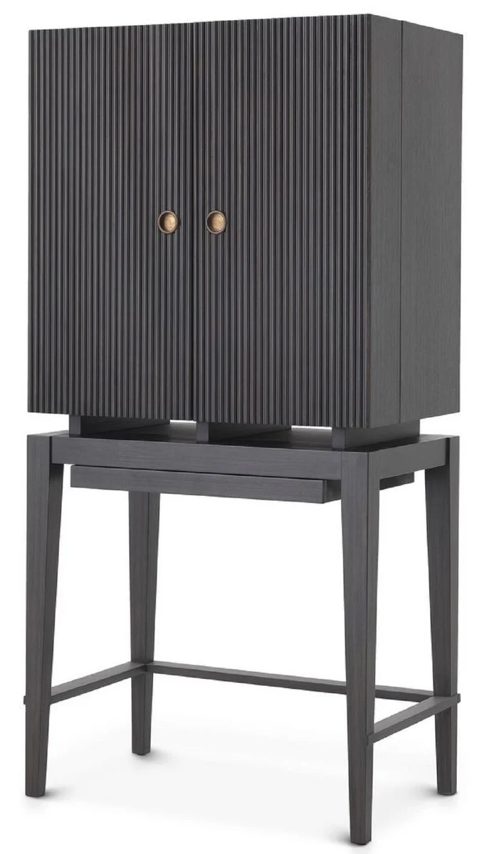 Casa Padrino gabinete de vino de lujo gris antracita / bronce 82,5 x 51 x A. 168 cm - Armario bar de caoba con 2 puertas - Muebles de Bar - Calidad de Lujo