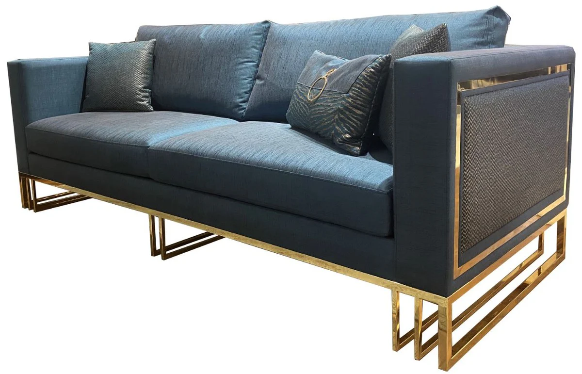 Casa Padrino sof¨¢ de sal¨®n de lujo azul / oro 240 x 95 x A. 80 cm - Muebles de sal¨®n de lujo - Calidad de Lujo