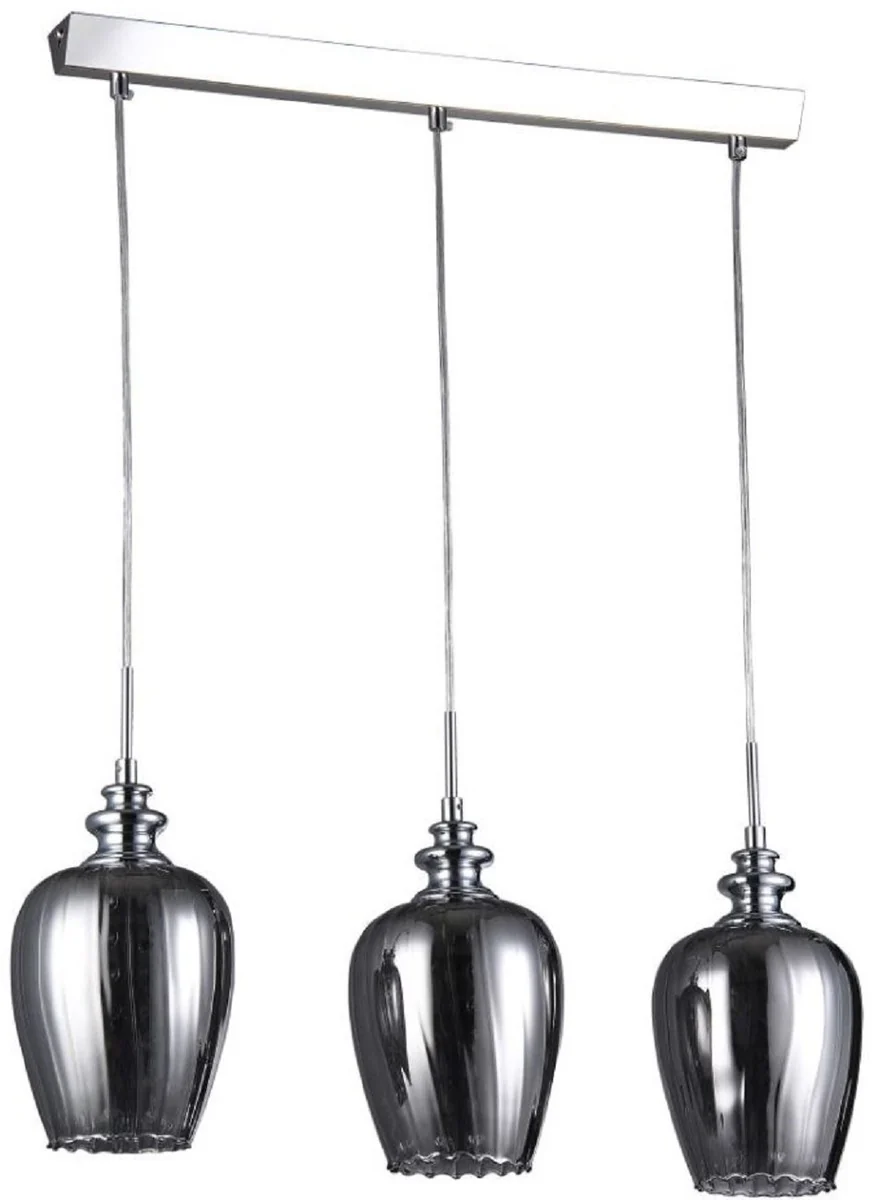 Casa Padrino lámpara colgante plata / gris 70 x H. 100 cm - Lámpara Colgante con Colgantes de Cristal de Primera Calidad