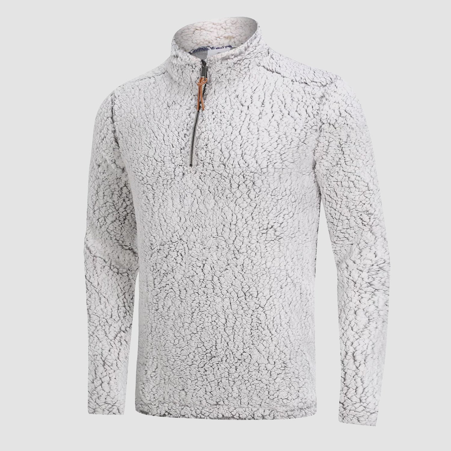 Men's Sherpa Pullover Sweater 1/4 Zip Fuzzy Ultra Soft Fleece Jacket with Pockets for Winter