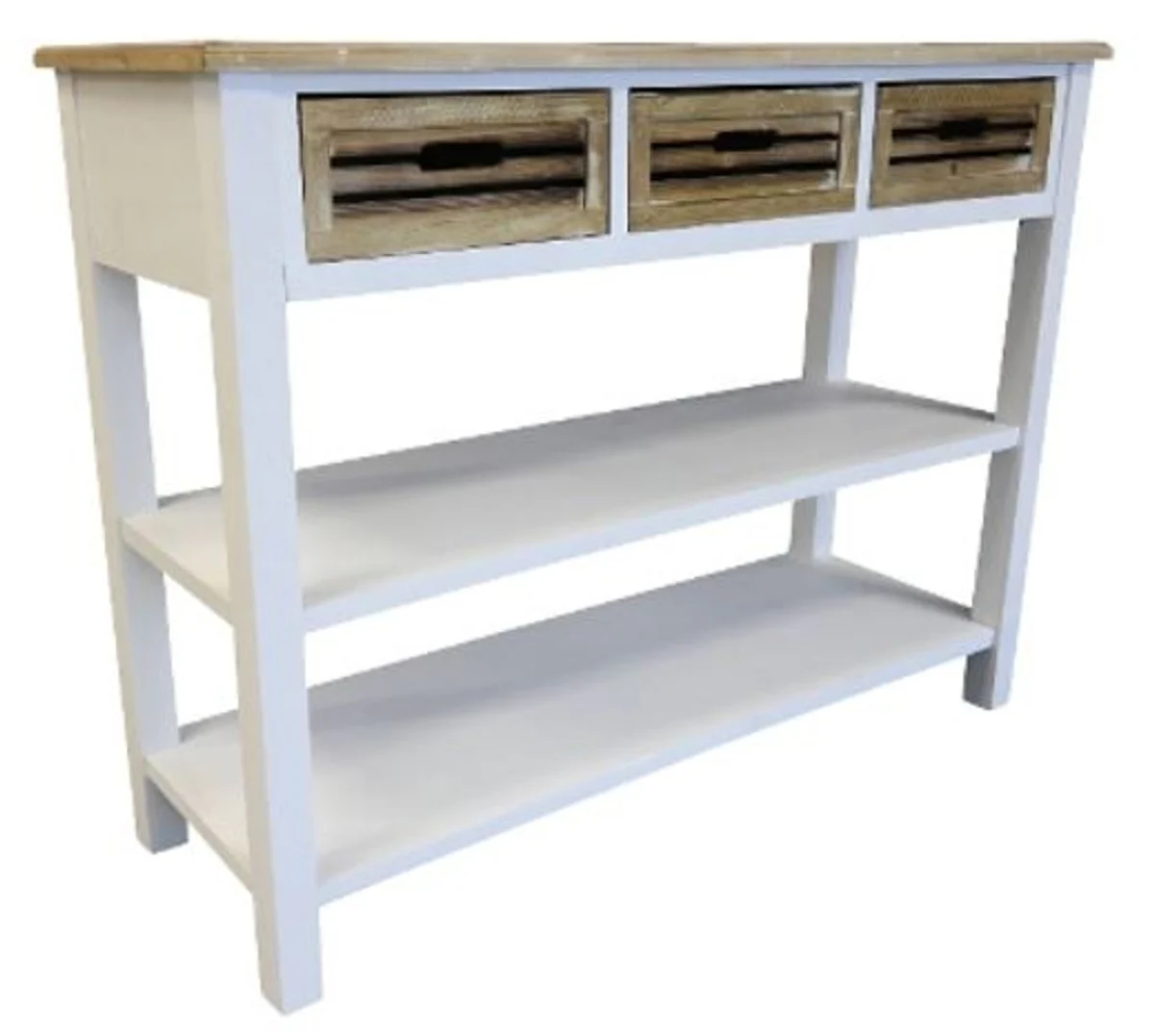 Casa Padrino country style console table with 3 drawers antique white / natural colors 115 x 41 x H. 87 cm - Handmade Console in Country Style
