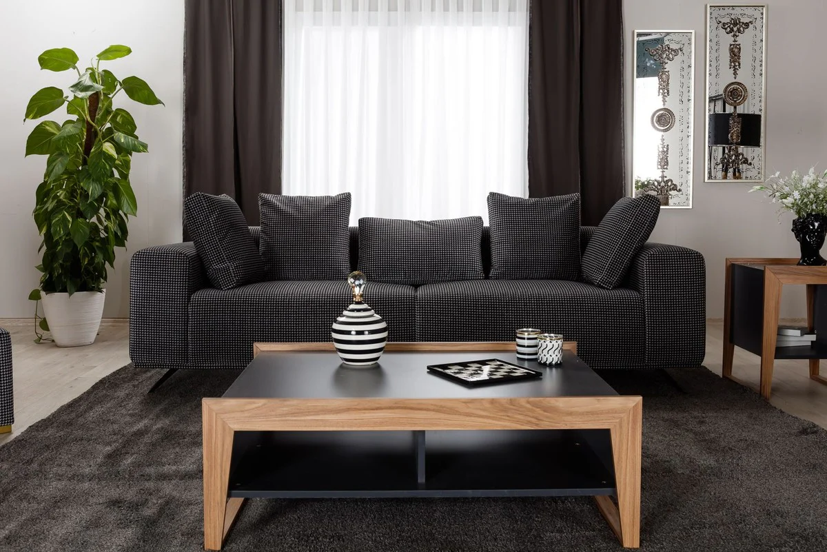 Casa Padrino sof¨¢ de lujo negro / blanco 253 x 96 x A. 87 cm - Sof¨¢ de sal¨®n - Sof¨¢ de hotel - Muebles de sal¨®n - Interiores de sal¨®n - Muebles de hotel - Muebles de lujo - Interiores de lujo