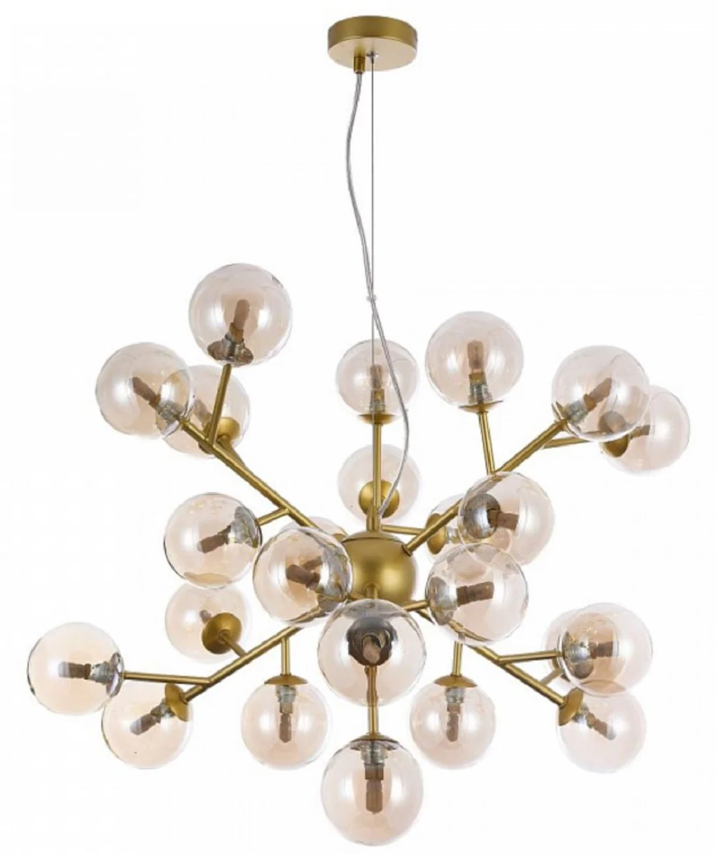 Casa Padrino lámpara colgante de salón oro Ø 65 x H. 40 cm - Lámpara Colgante con Pantallas Esféricas