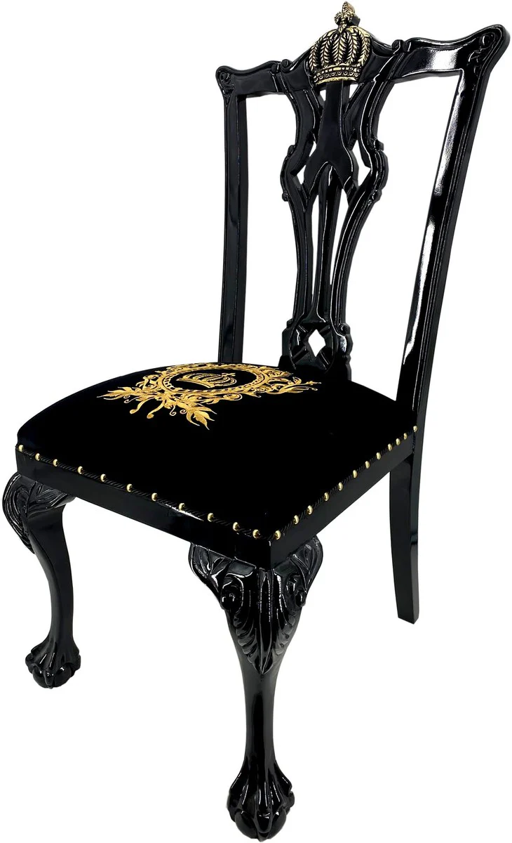 Pomp??s by Casa Padrino silla de comedor barroco de lujo negro / oro - Silla barroco pomposa dise?ada por Harald Gl??ckler - Muebles de comedor barrocos