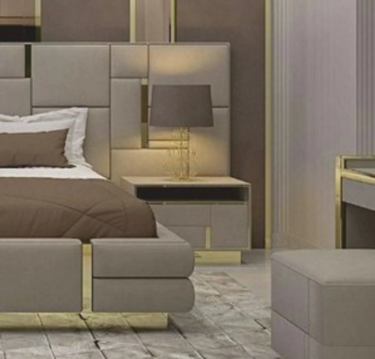 Casa Padrino mesita de noche de lujo gris / oro 65 cm - Muebles de lujo para hoteles y dormitorios