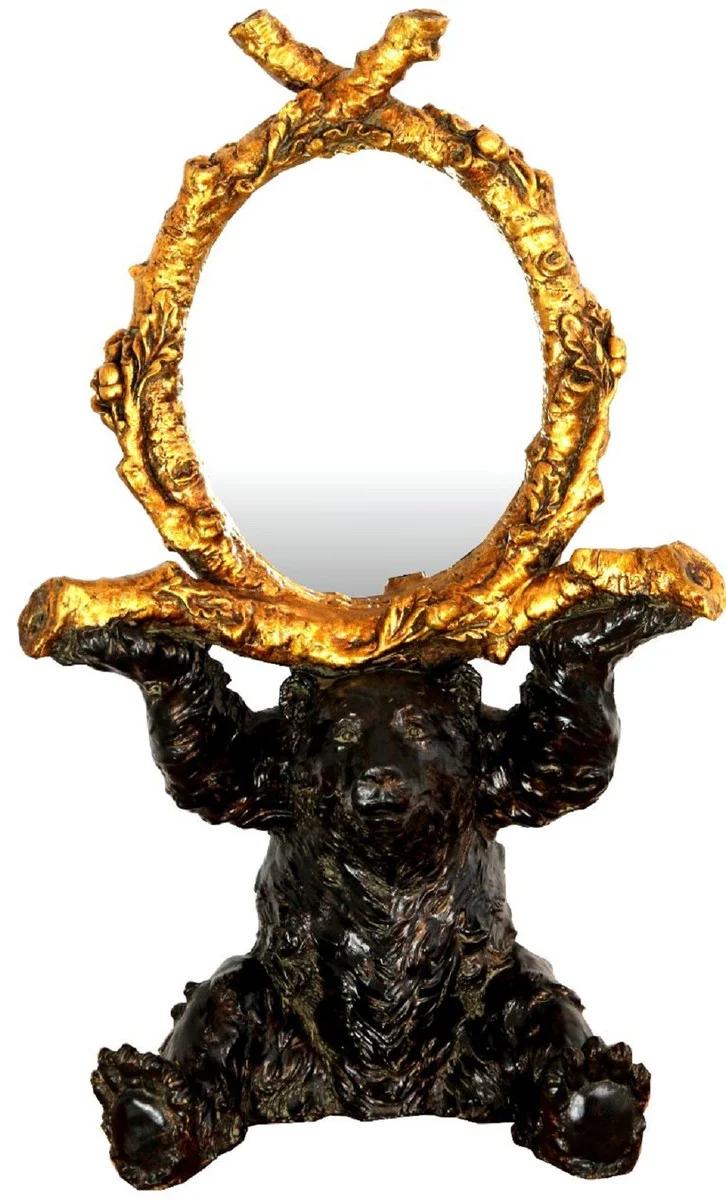 Casa Padrino espejo de mesa barroco oso negro / oro 36 x A. 58 cm- Espejo de pie - Espejo de maquillaje - Espejo cosm¨¦tico - Espejo decorativo en estilo barroco