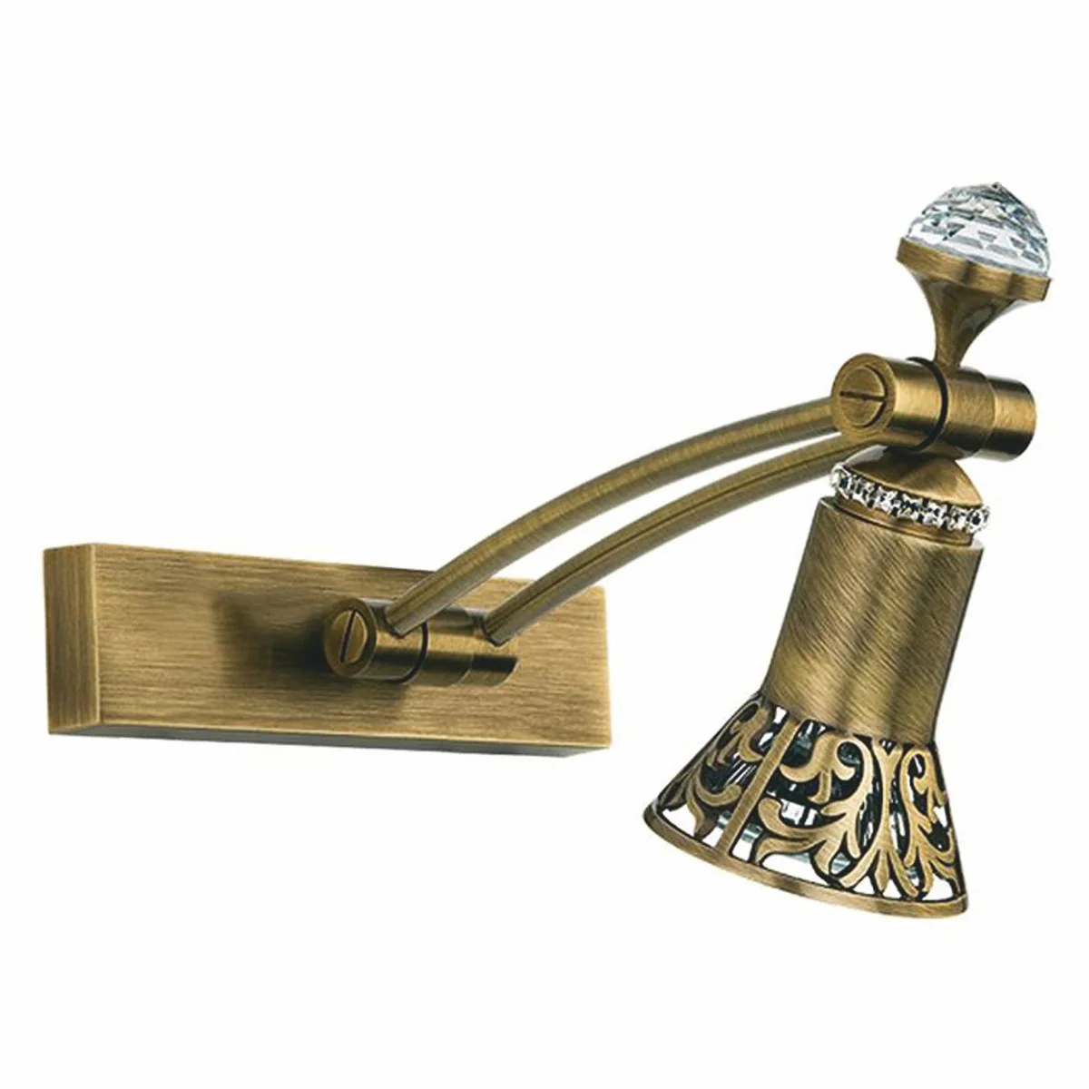 Casa Padrino l¨¢mpara de pared LED / l¨¢mpara de lectura de cristal barroco de lujo lat¨®n con p¨¢tina A. 20 cm