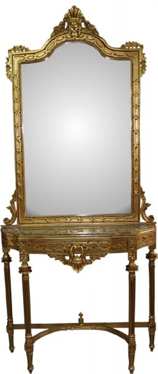 Casa Padrino Baroque mirror console in gold with marble top Mod3 - antique look