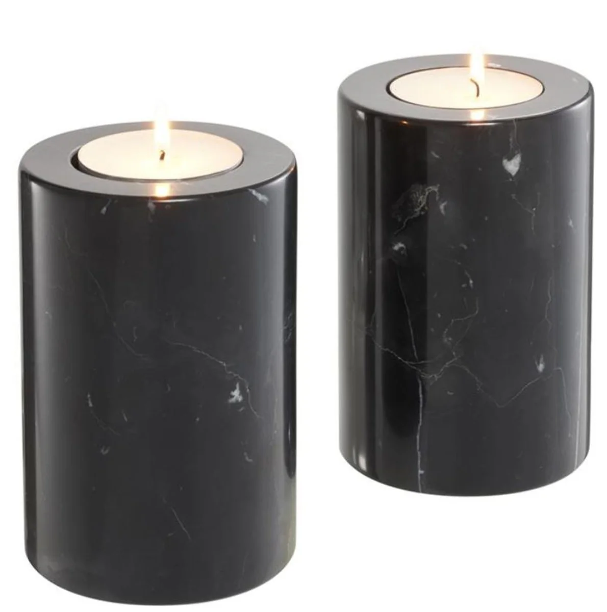 Casa Padrino soporte de candelita de lujo de mármol negro Ø 10 x H. 15 cm - Accesorios de Decoración de Hoteles y Restaurantes