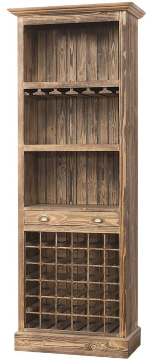 Casa Padrino gabinete de bar de estilo campestre marr¨®n 78 x 41 x H. 210 cm - Gabinete de Vino de Madera Maciza - Muebles de Bar en Estilo Campestre
