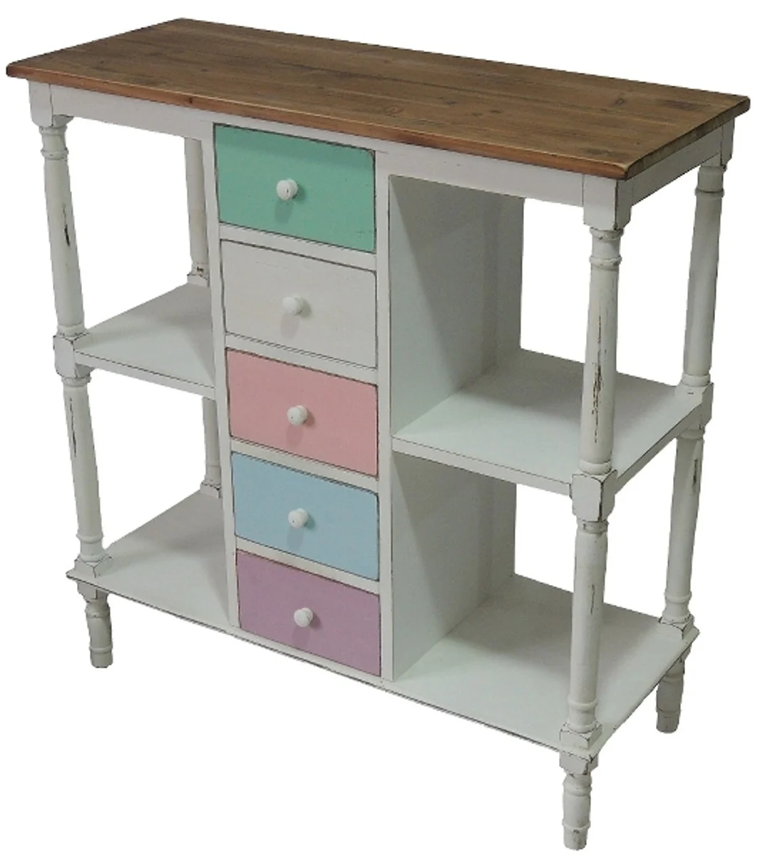 Casa Padrino country style chest of drawers antique white / multicolored 100 x 40 x H. 105 cm - Shabby Chic Furniture