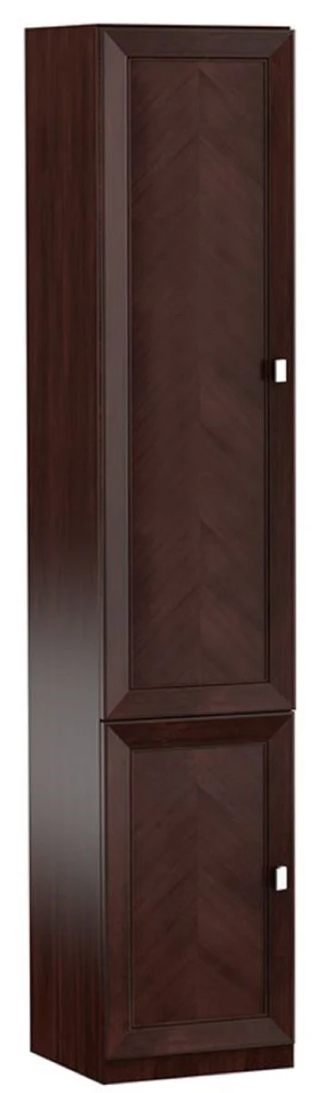 Casa Padrino Gabinete de Sala de Estar de Lujo con 2 Puertas marrón oscuro / plata 45,4 x 44,2 x H. 225,6 cm - Mueble Estantería Gabinete de Oficina - Muebles de Lujo