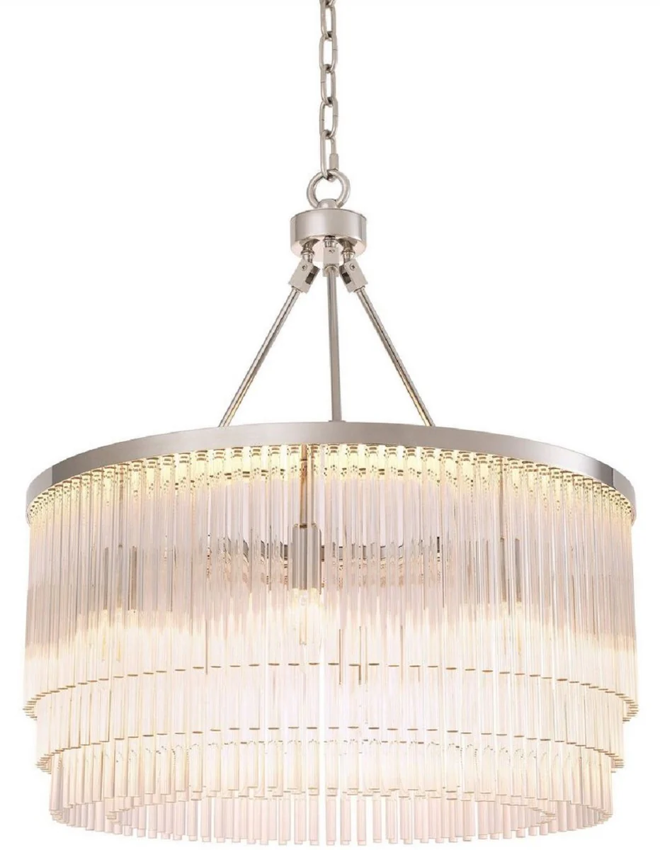 Casa Padrino lámpara de araña de vidrio de lujo plata Ø 60 x A. 68 cm - Araña de salón noble - Calidad de Lujo