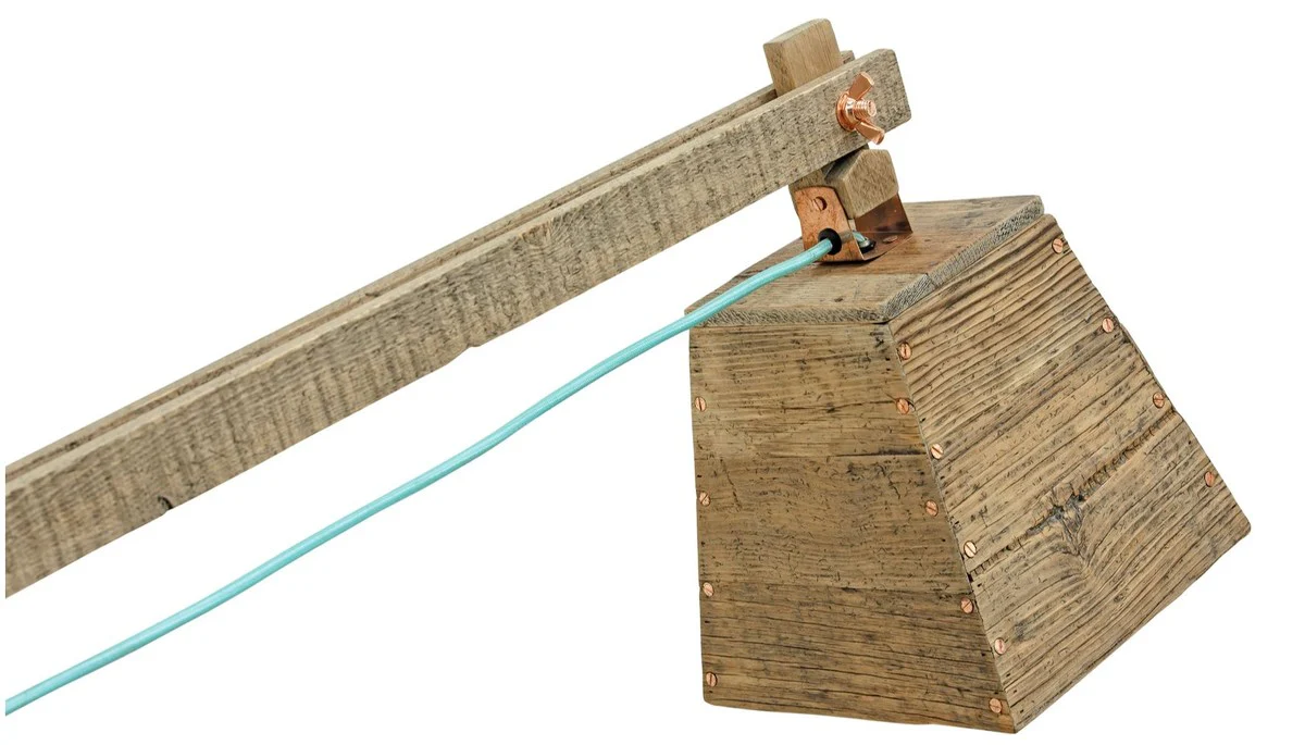 Casa Padrino lámpara de mesa de madera de pino colores naturales 90 x 30 x H. 105 cm - Lámpara de Mesa de Lujo con Cable Aqua Azul