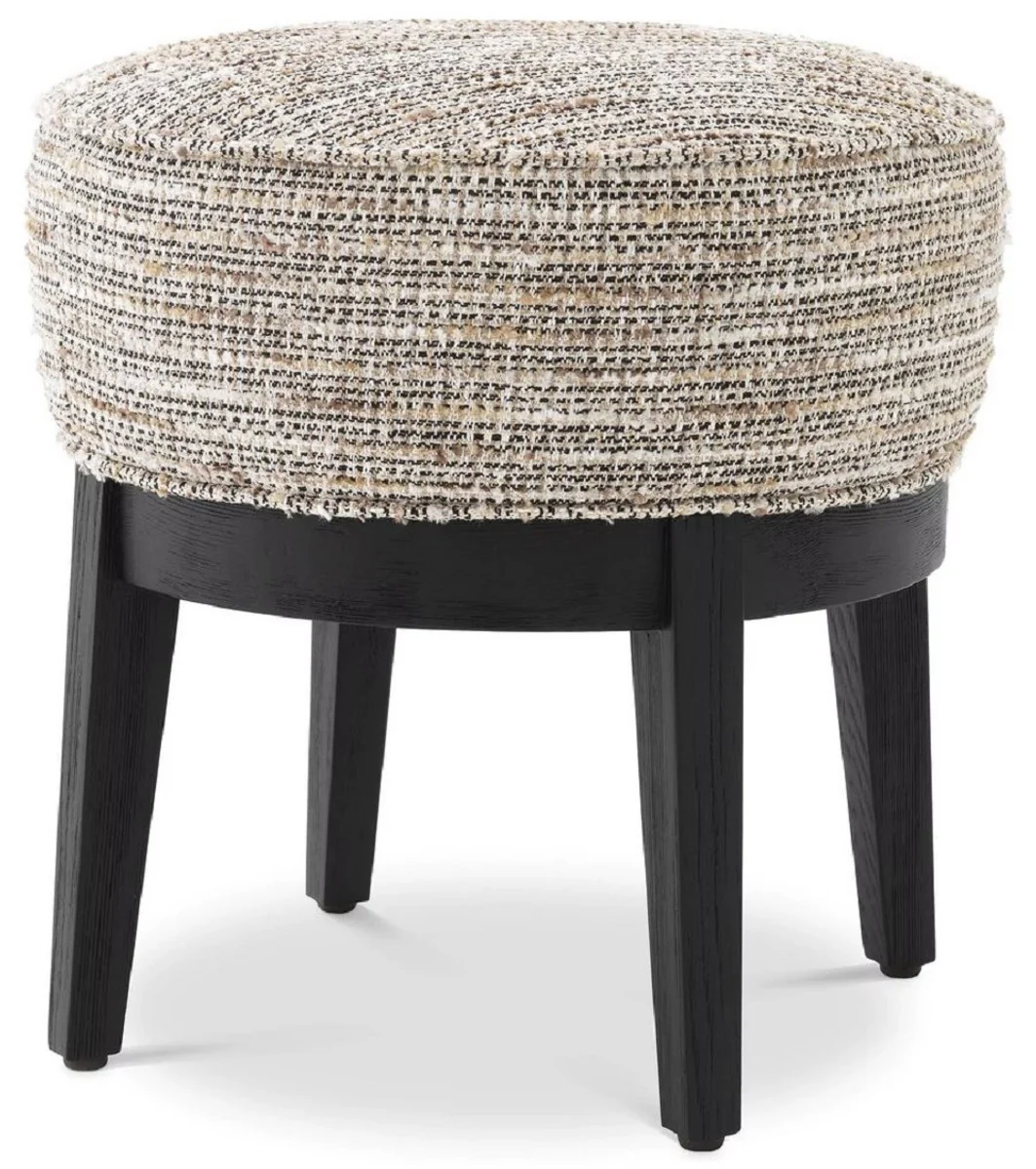 Casa Padrino taburete de lujo beige / negro ? 45,5 x A. 47 cm - Taburete de sal¨®n redondo - Taburete redondo moderno - Muebles de Lujo