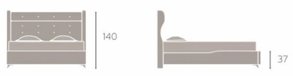 Casa Padrino cama doble de lujo antracita / negro - Cama moderna de madera maciza - Muebles de Dormitorio y de Hotel Moderno - Colección de Lujo