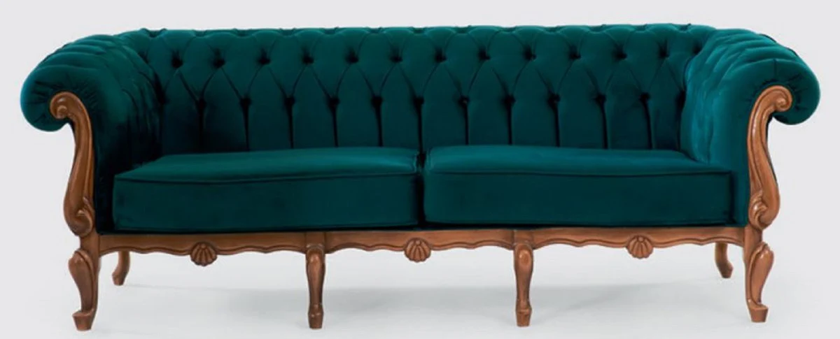 Casa Padrino sof¨¢ barroco Chesterfield de lujo verde / marr¨®n - Magn¨ªfico sof¨¢ de sal¨®n de estilo barroco - Muebles de sal¨®n barrocos