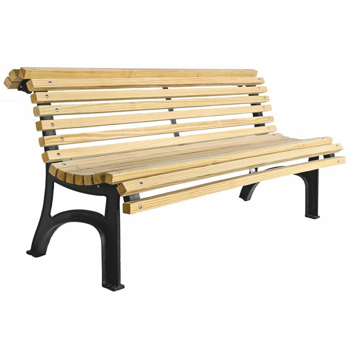 Casa Padrino banco de parque - Banco urbano natural / negro 180 cm - Muebles de exterior