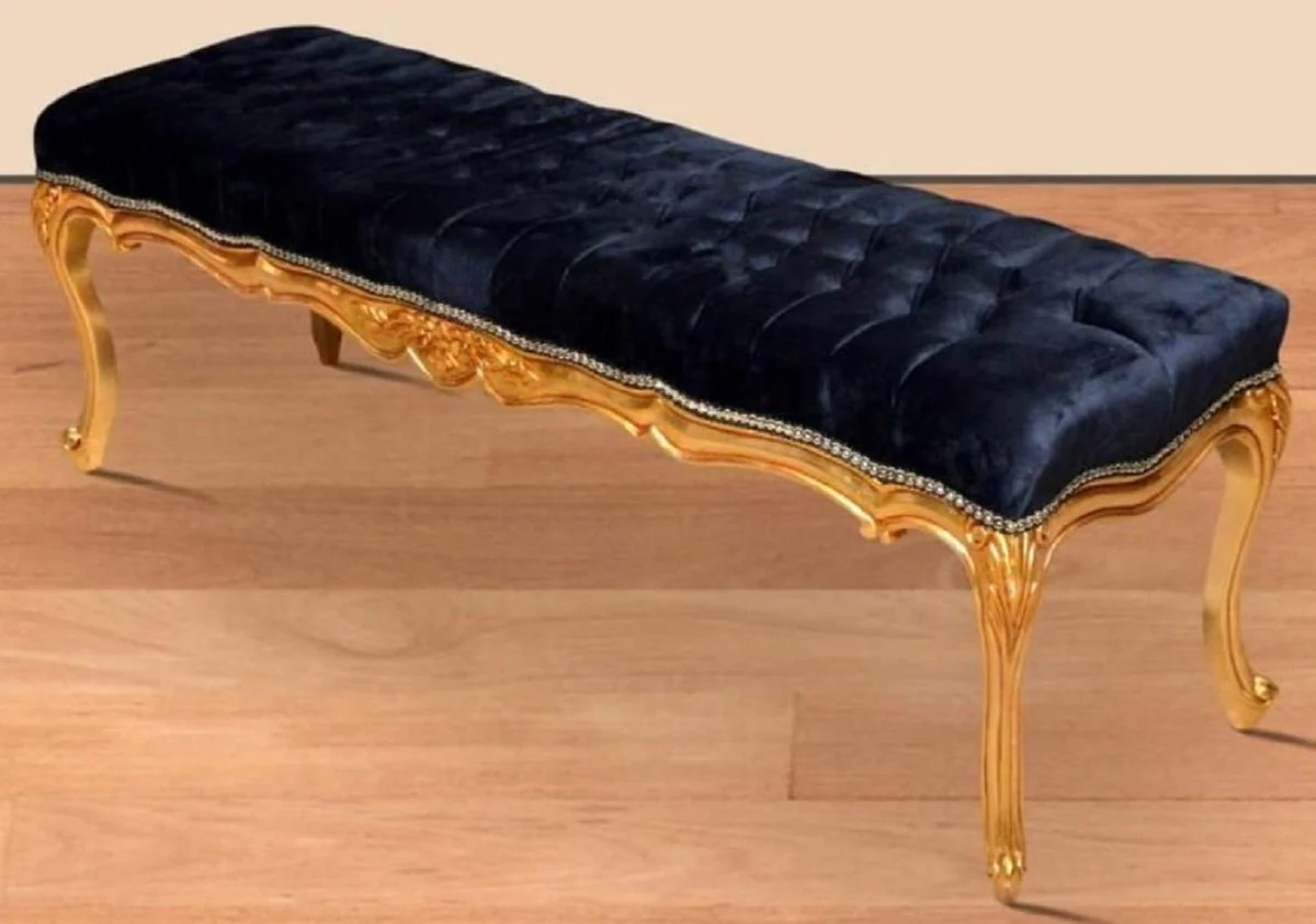 Casa Padrino banco barroco negro / oro - Banco de estilo antiguo hecho a mano - Magnífico mobiliario barroco