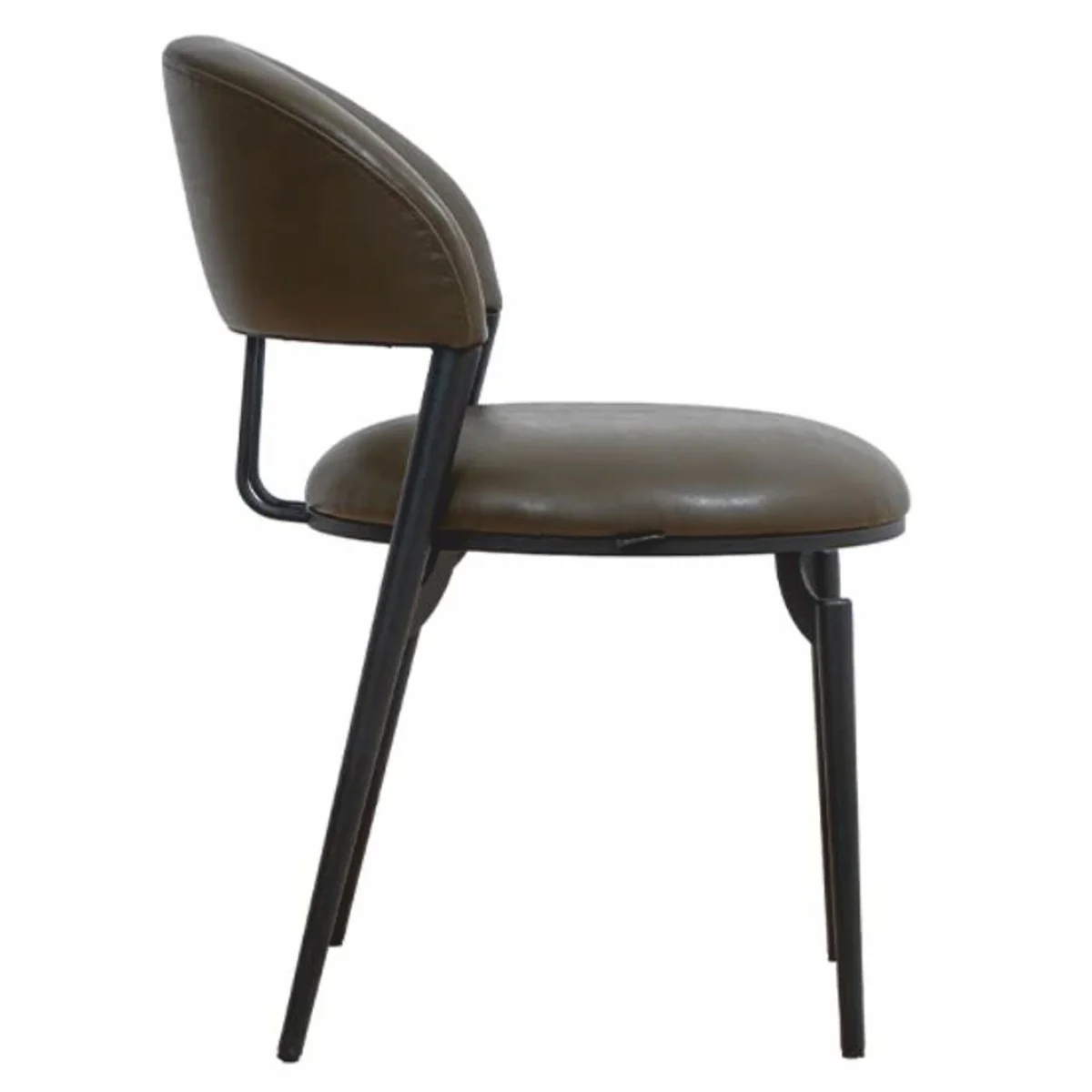 Casa Padrino silla de comedor de cuero artificial de lujo gris oscuro / negro - Muebles de comedor