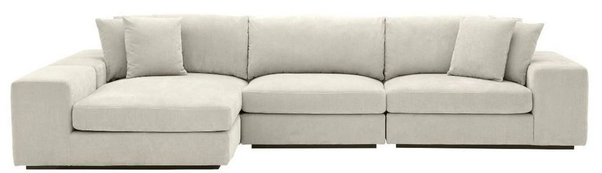 Casa Padrino sof¨¢ esquinero de lujo arena / negro 380 x 200 x H. 90 cm - Sof¨¢ de Sal¨®n con Cojines - Calidad de Lujo