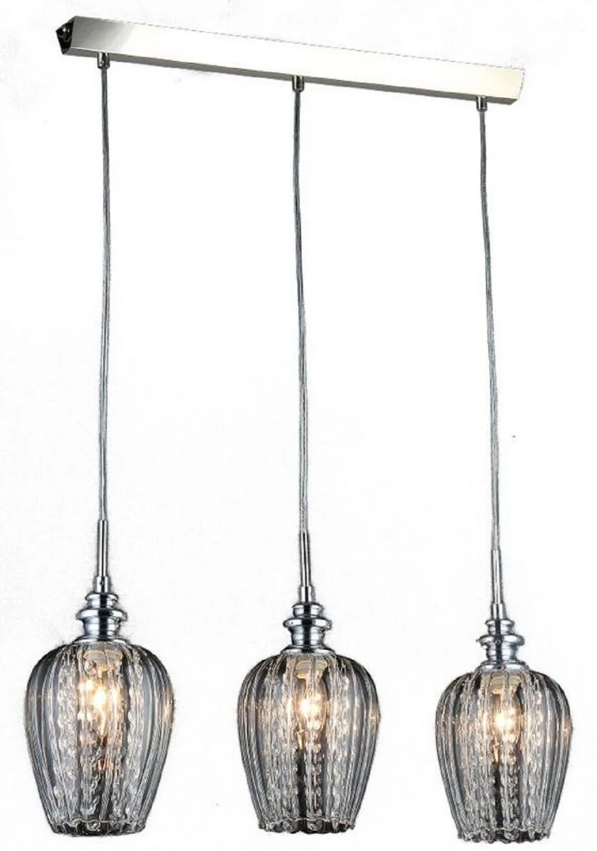 Casa Padrino lámpara colgante plata 70 x H. 100 cm - Lámpara Colgante con Colgantes de Cristal de Primera Calidad