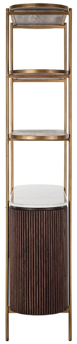 Casa Padrino armario de estanter¨ªa de lujo marr¨®n oscuro / blanco / lat¨®n 120 x 40 x A. 200 cm - Muebles de sal¨®n - Interiores de sal¨®n - Muebles de lujo - Interiores de lujo - De lujo Muebles