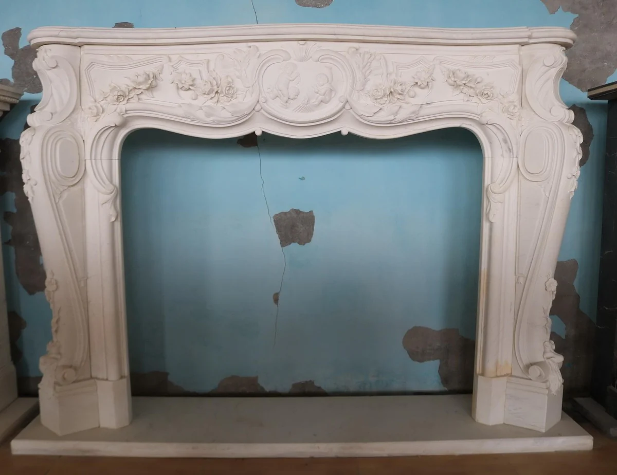 Casa Padrino marco de chimenea de m¨¢rmol barroco de lujo blanco 240 x A. 170 cm